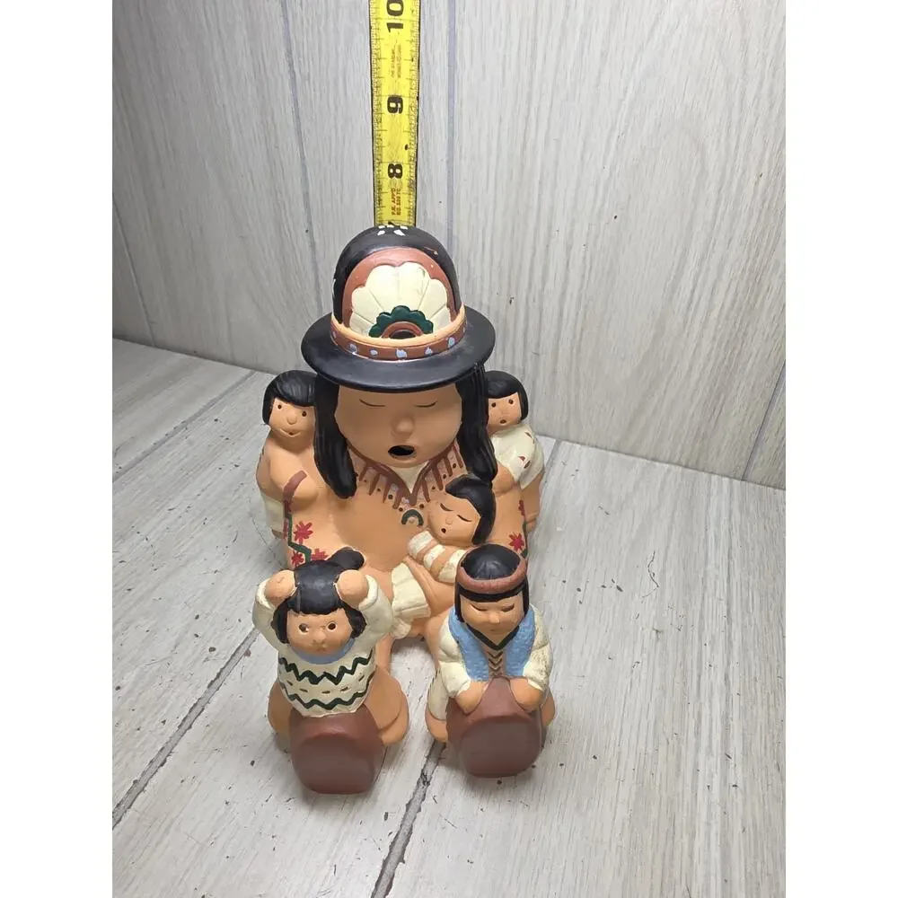VTG House of Lloyd 1996 Native American Storyteller 5 Children Pottery Figure